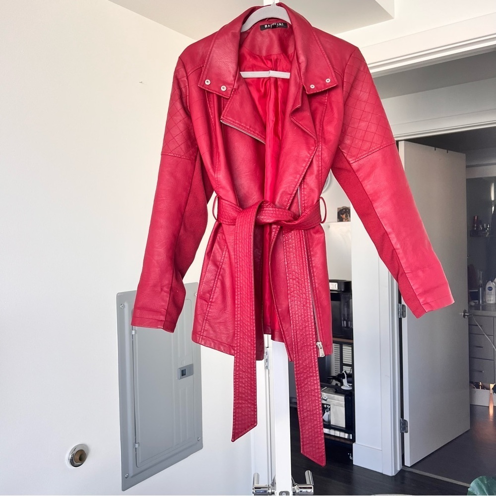 Red Faux Leather Jacket